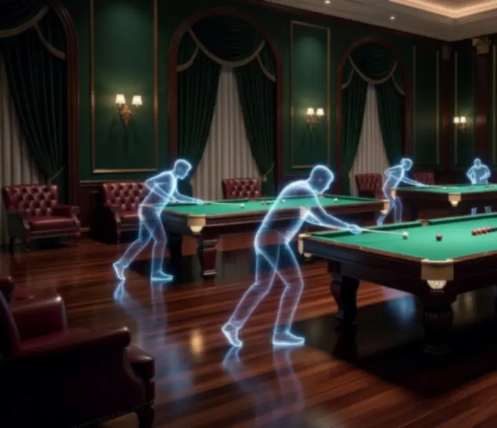 Online 8 Ball Pool bajnokság hangulatú versenykörnyezet grafikus ábrázolása