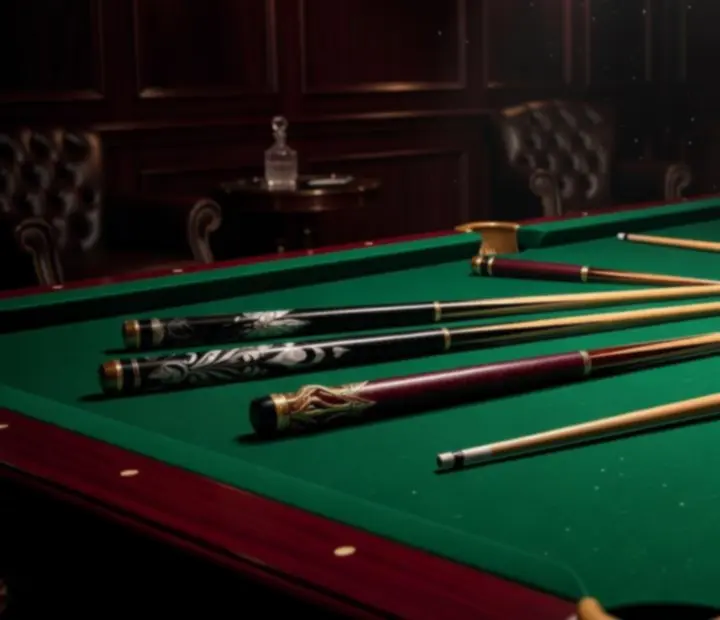 Ritka és exkluzív 8 Ball Pool dákó dizájnok fényes asztalon